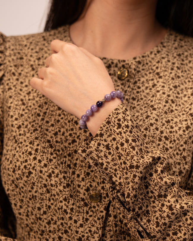 The Sage's Decree - Purple Agate & Amethyst Wisdom Bracelet Main Image