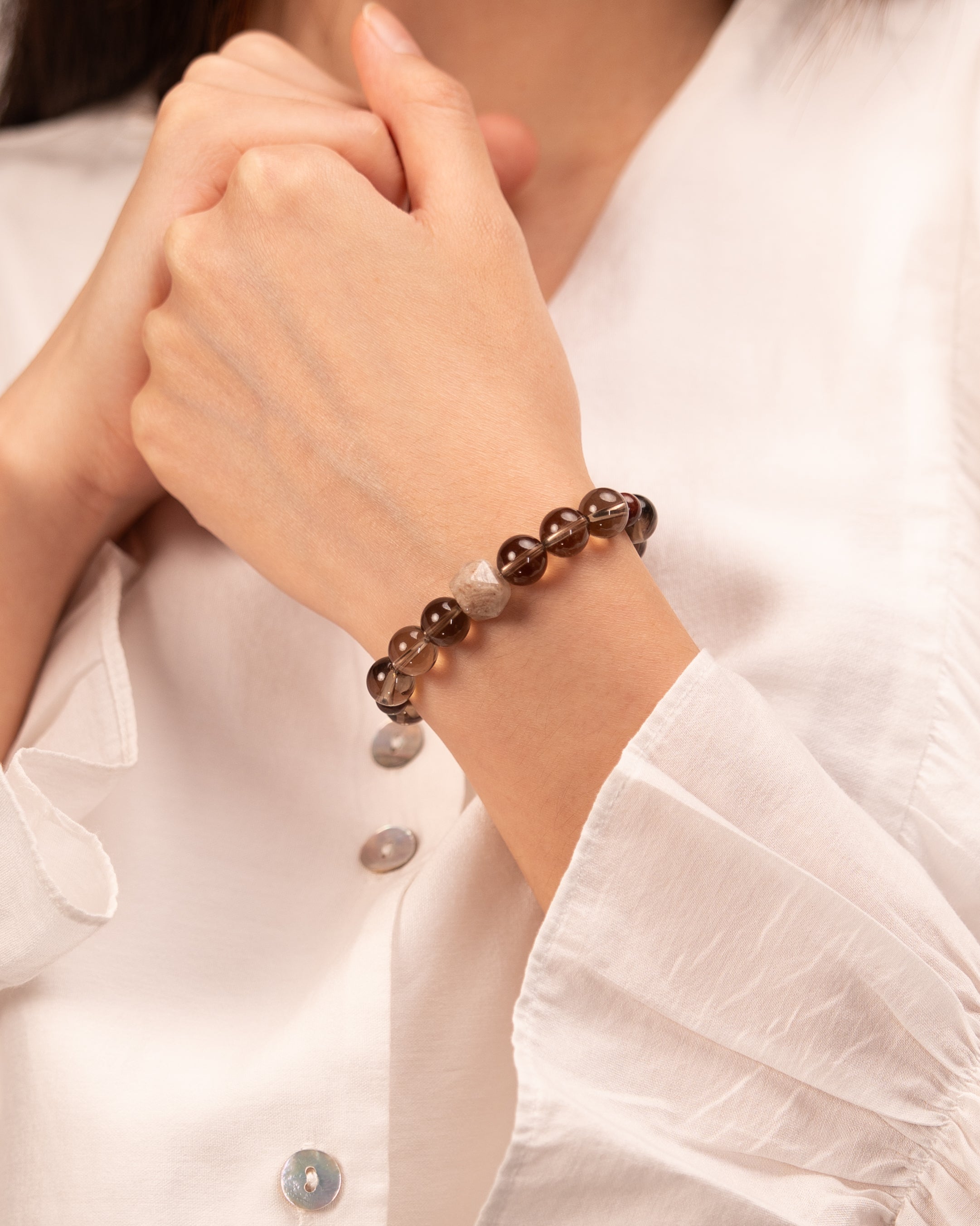 The Alchemist's Garden - Four Seasons Phantom & Smoky Quartz Prosperity Bracelet