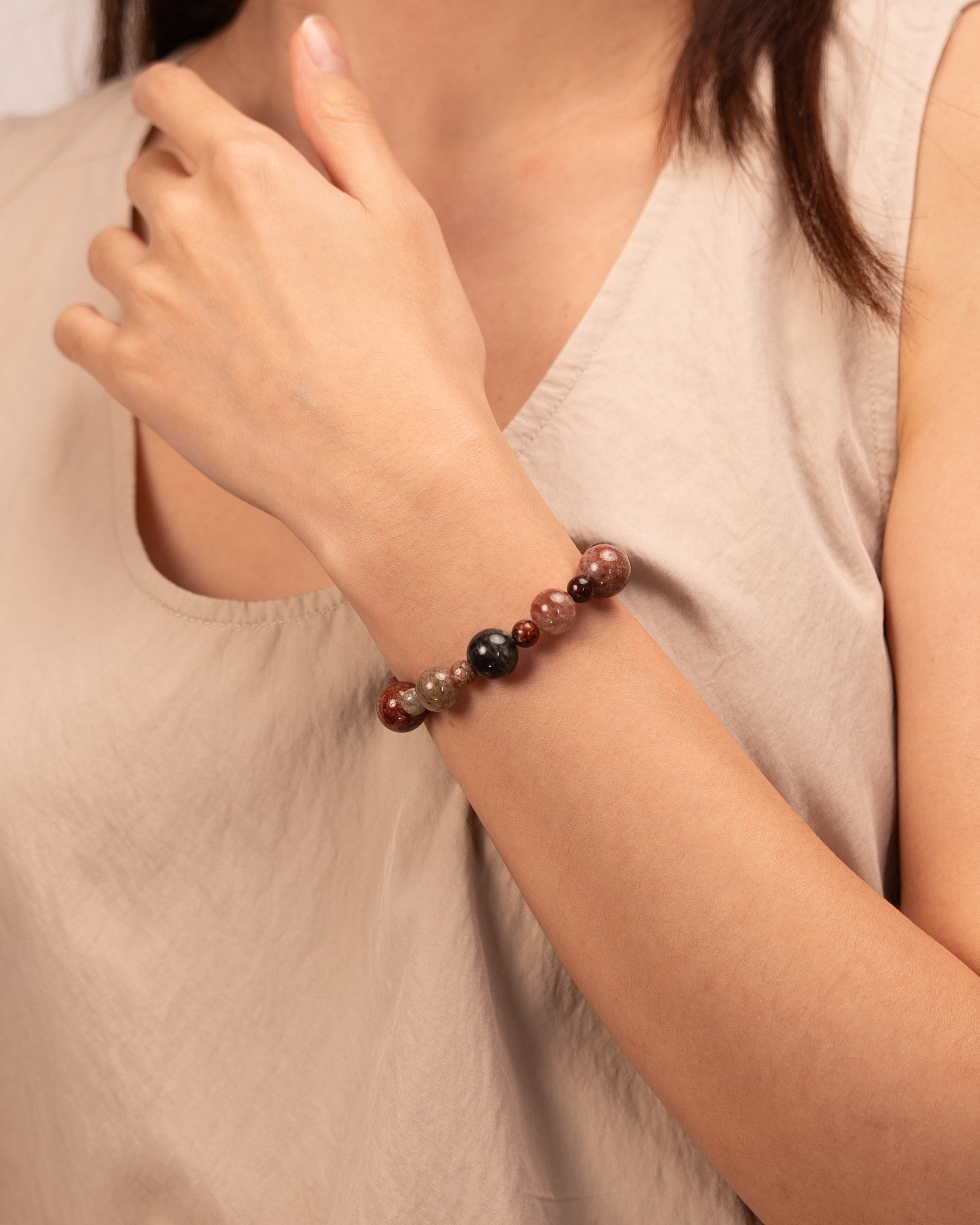 The Alchemist's Fire - Layered Phantom Quartz Manifestation Bracelet