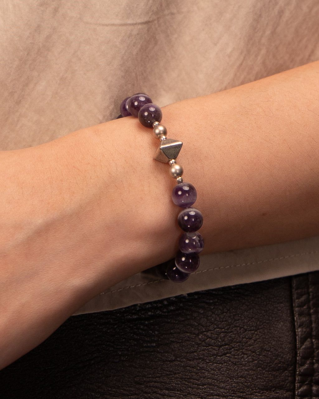 Pyramid of Power - Dream Amethyst & Silver Focus Bracelet