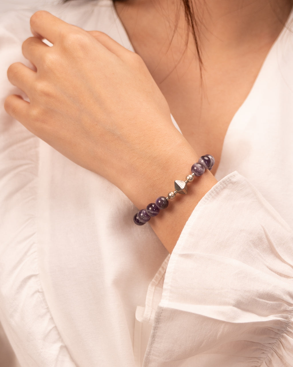 Pyramid of Power - Dream Amethyst & Silver Focus Bracelet
