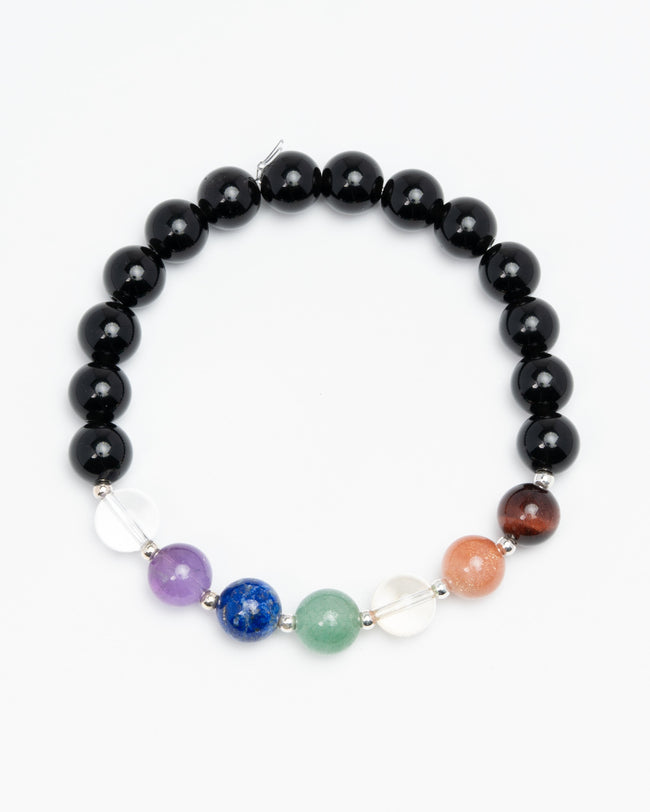 The Vitality Engine - 7 Chakra & Black Onyx Activation Bracelet Hover Image