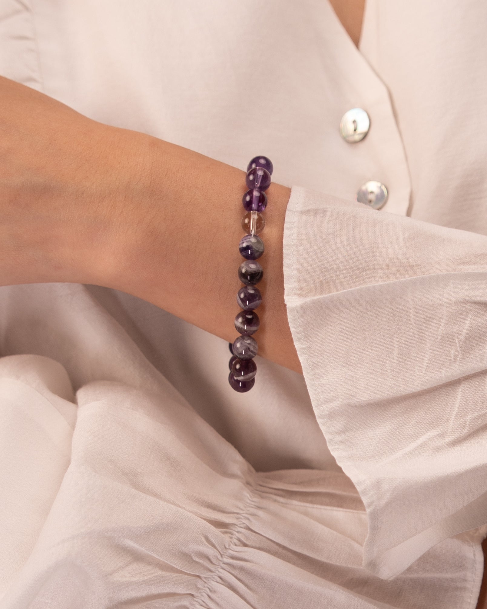 The Dream Weaver - Dream Amethyst & Clear Quartz Intuition Bracelet