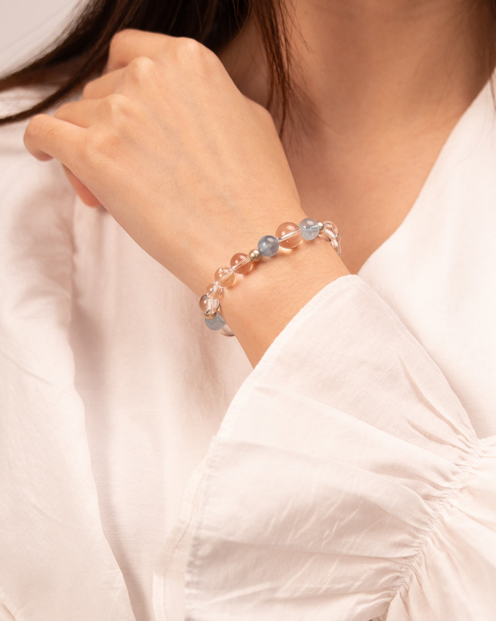 Oceanic Whispers - Aquamarine & Clear Quartz Clarity Bracelet