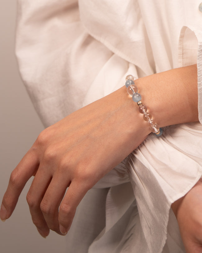 Oceanic Whispers - Aquamarine & Clear Quartz Clarity Bracelet Main Image