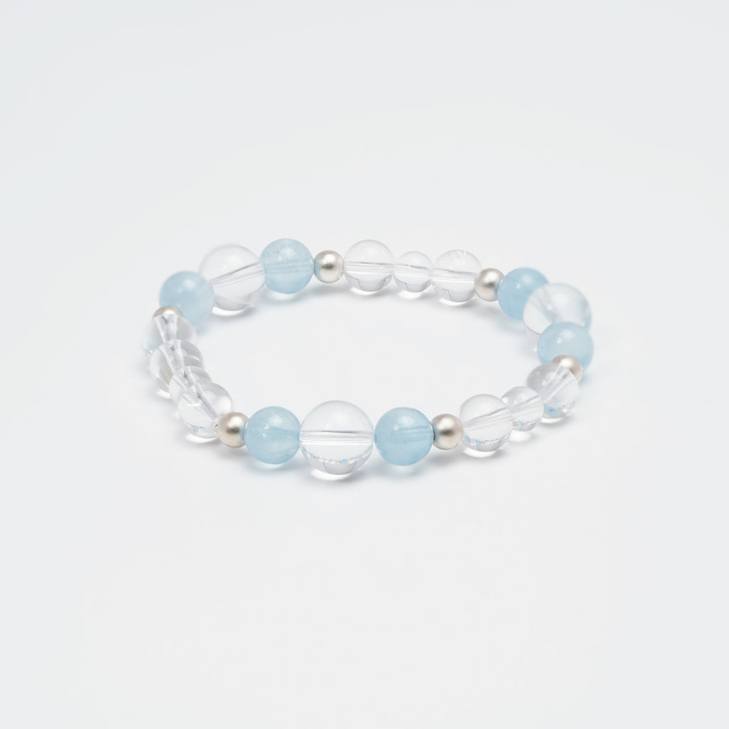Oceanic Whispers - Aquamarine & Clear Quartz Clarity Bracelet