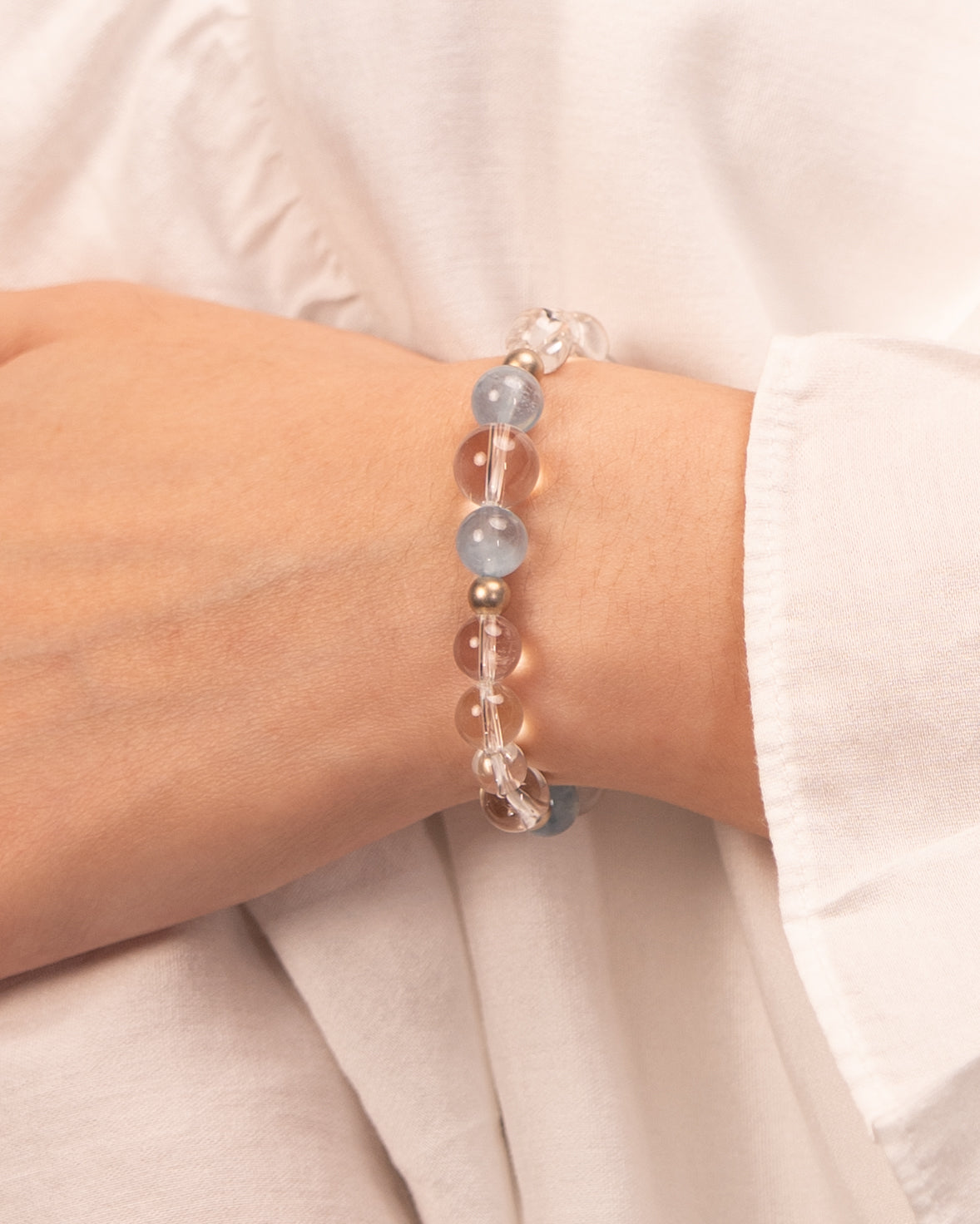 Oceanic Whispers - Aquamarine & Clear Quartz Clarity Bracelet