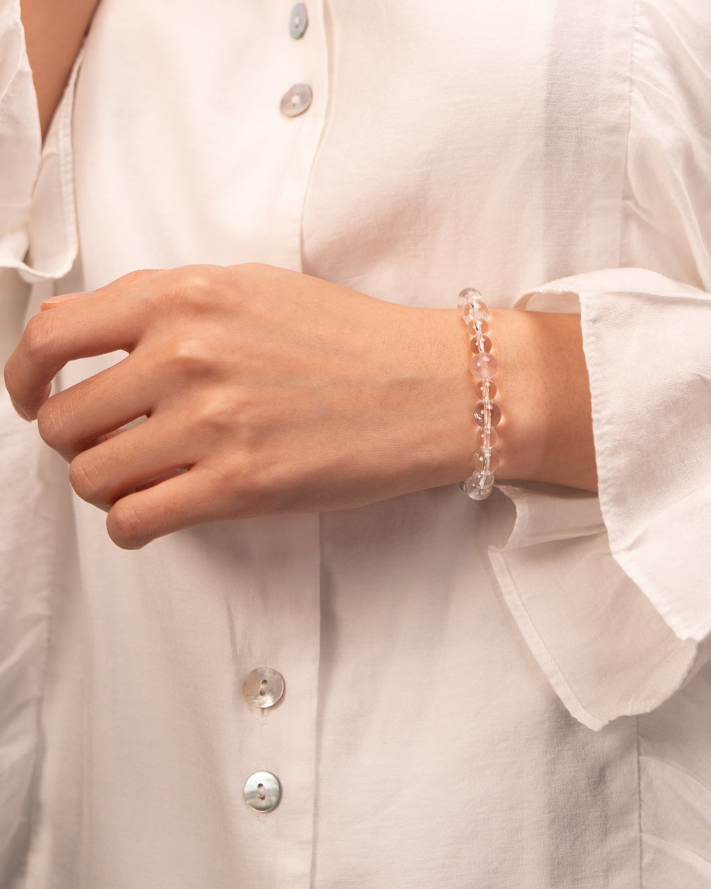 The Empath's Heart - Madagascar Rose Quartz & Clear Quartz Healing Bracelet