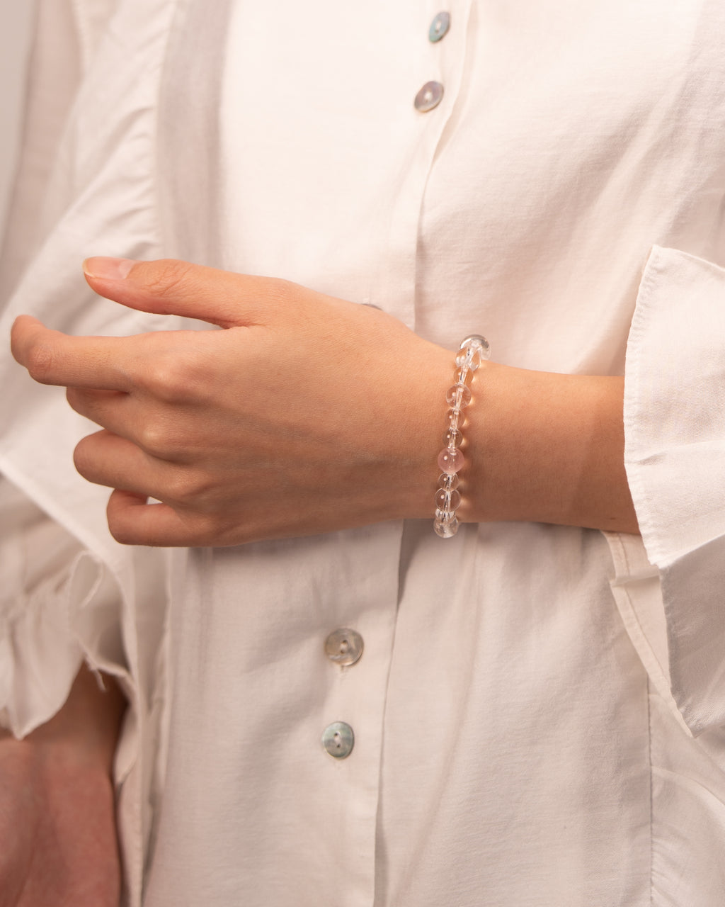 The Empath's Heart - Madagascar Rose Quartz & Clear Quartz Healing Bracelet