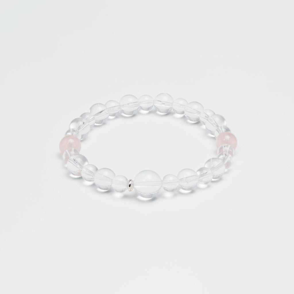 The Empath's Heart - Madagascar Rose Quartz & Clear Quartz Healing Bracelet