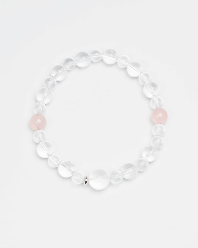 The Empath's Heart - Madagascar Rose Quartz & Clear Quartz Healing Bracelet Hover Image