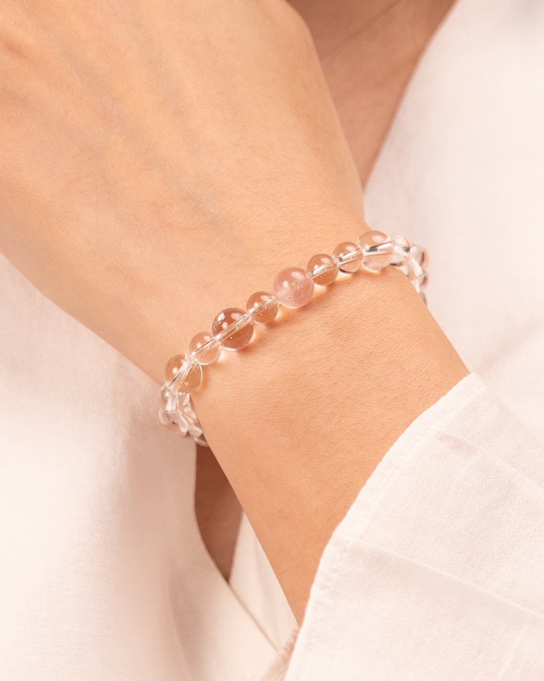 The Empath's Heart - Madagascar Rose Quartz & Clear Quartz Healing Bracelet