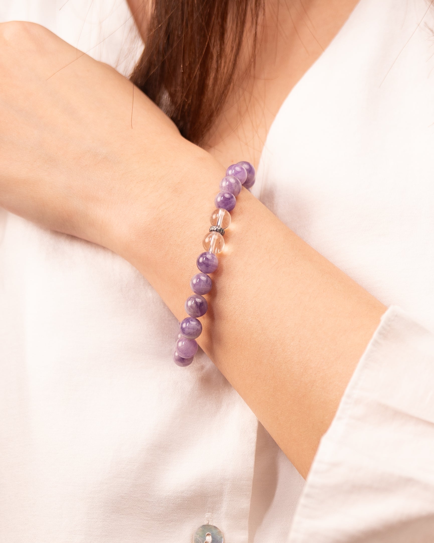 Soulful Serenity - Purple Agate & Clear Quartz Gentle Healer Bracelet