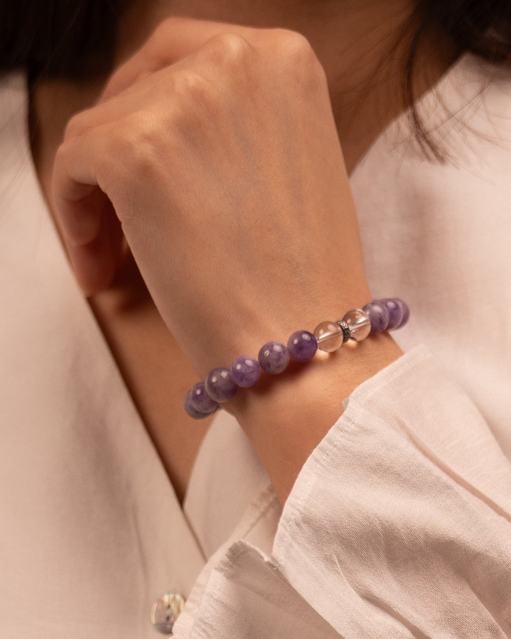 Soulful Serenity - Purple Agate & Clear Quartz Gentle Healer Bracelet