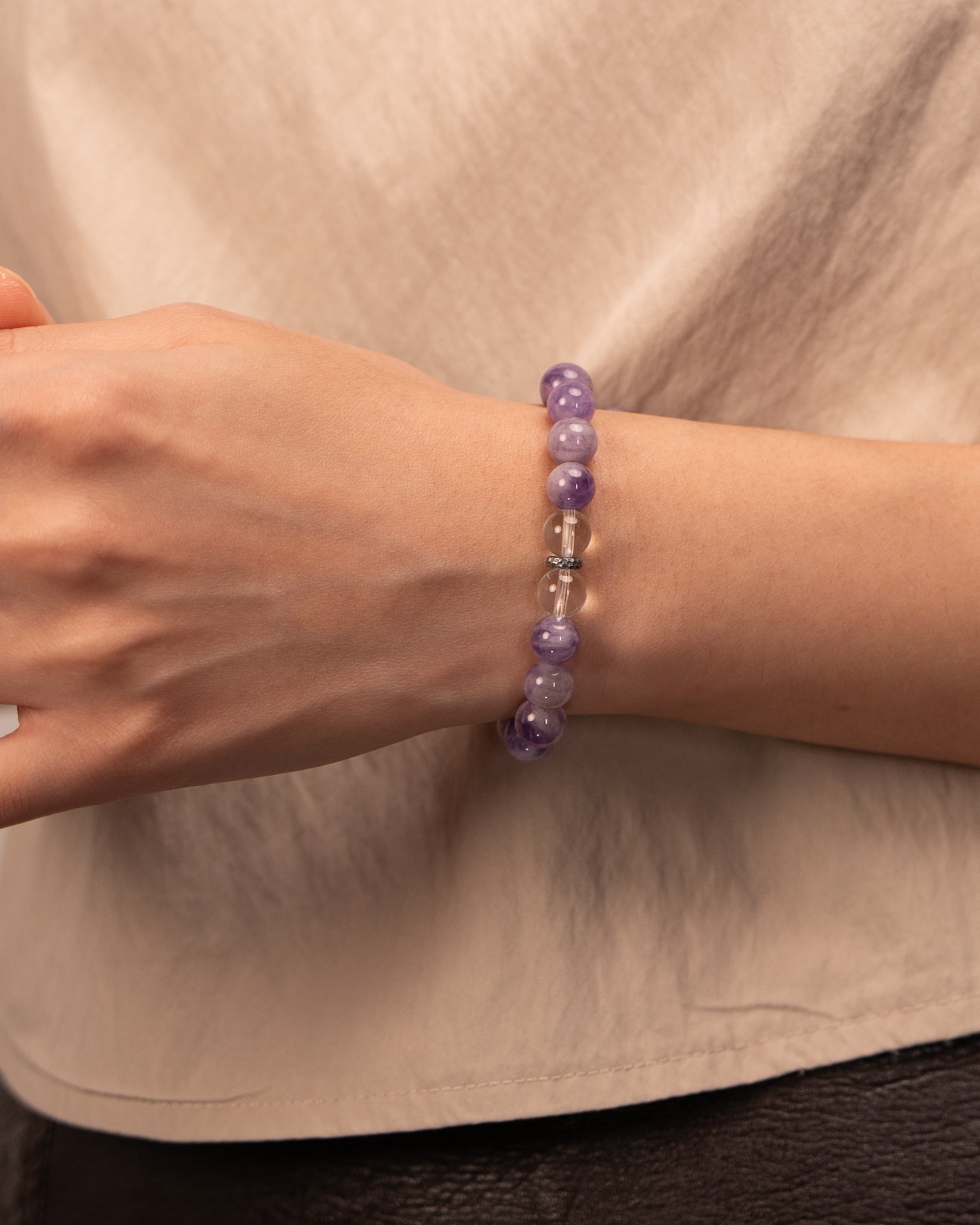 Soulful Serenity - Purple Agate & Clear Quartz Gentle Healer Bracelet