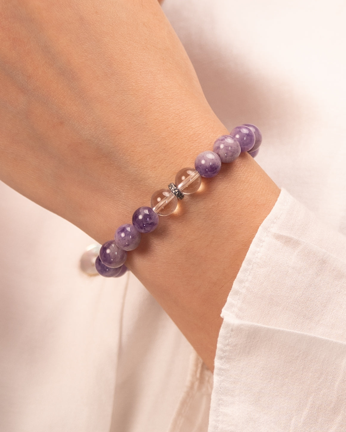 Soulful Serenity - Purple Agate & Clear Quartz Gentle Healer Bracelet
