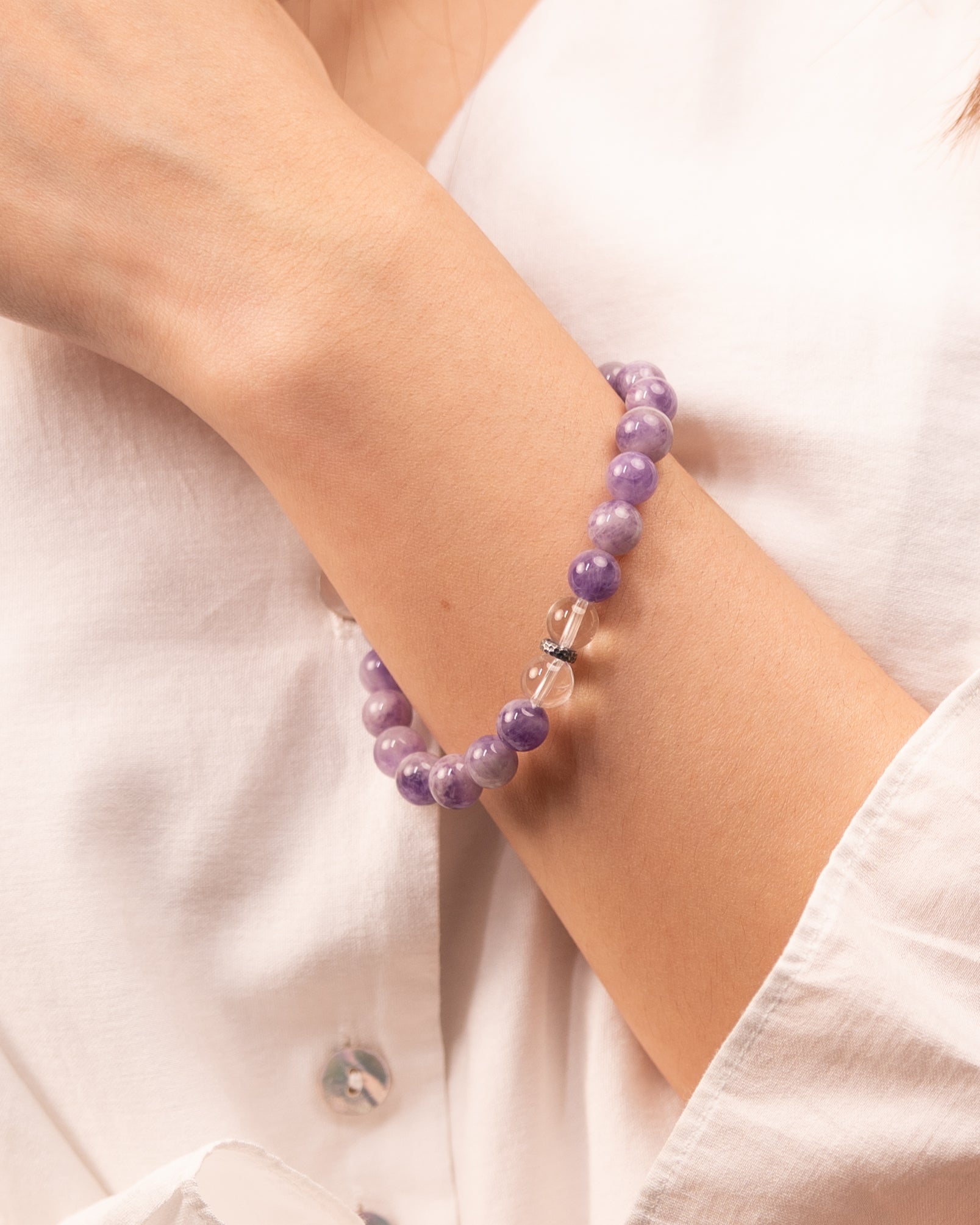 Soulful Serenity - Purple Agate & Clear Quartz Gentle Healer Bracelet