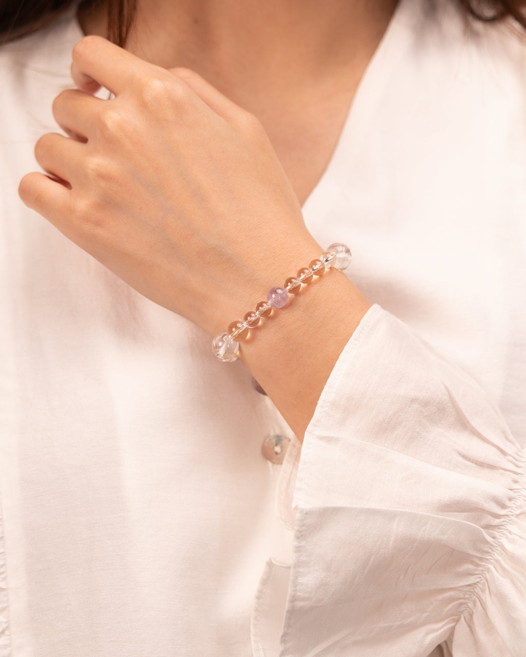 The Inner Sanctum - Aquamarine & Clear Quartz Peace Bracelet