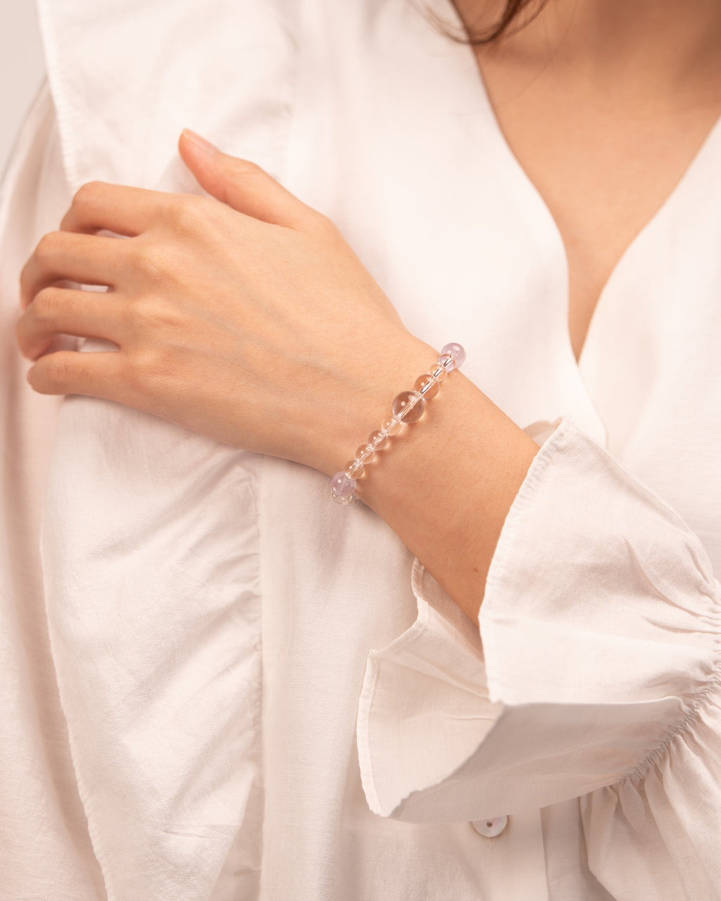 The Inner Sanctum - Aquamarine & Clear Quartz Peace Bracelet