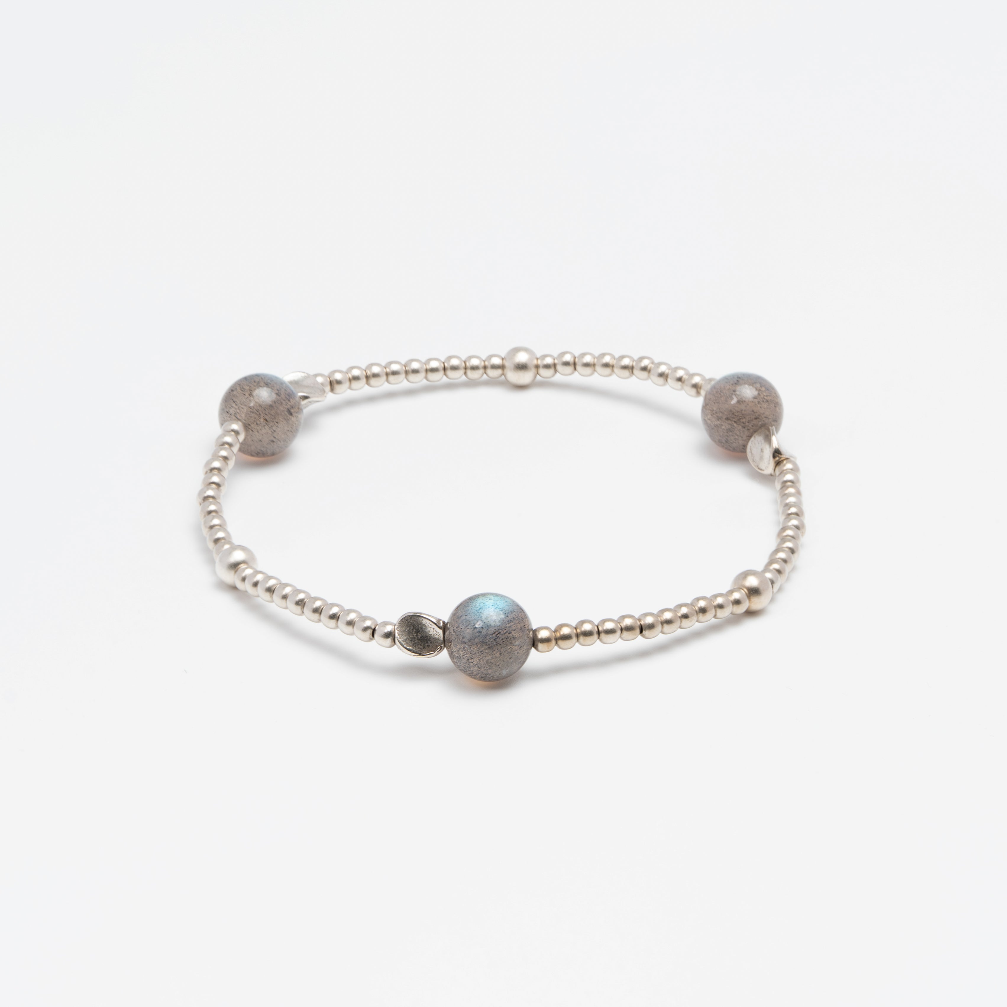 Galactic Compass - Grey Moonstone & Sterling Silver Knot Bracelet