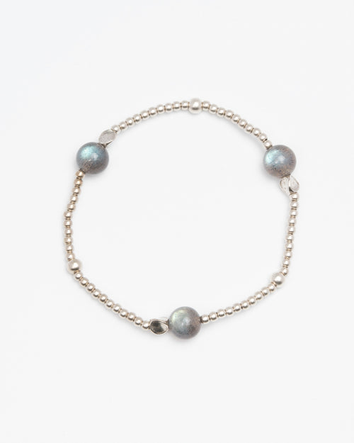 Galactic Compass - Grey Moonstone & Sterling Silver Knot Bracelet