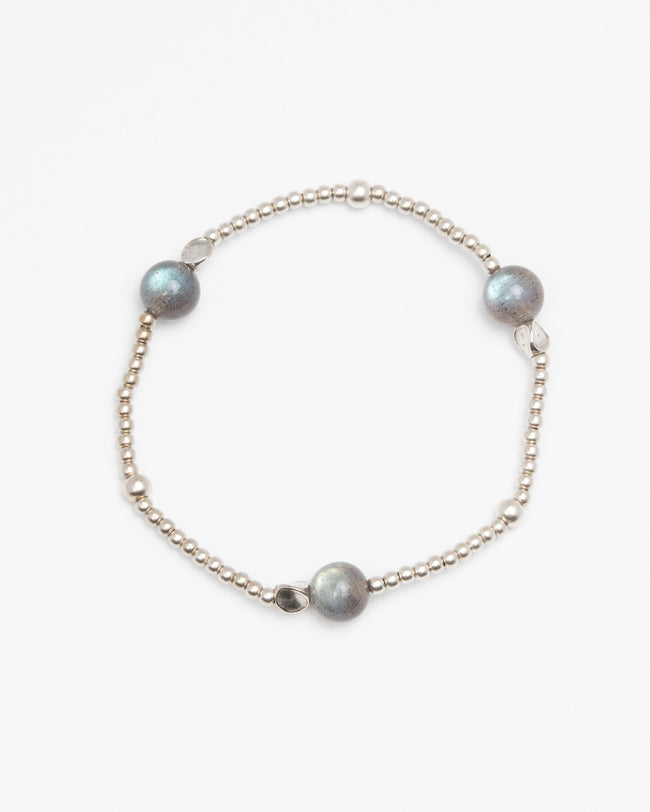 Galactic Compass - Grey Moonstone & Sterling Silver Knot Bracelet Hover Image