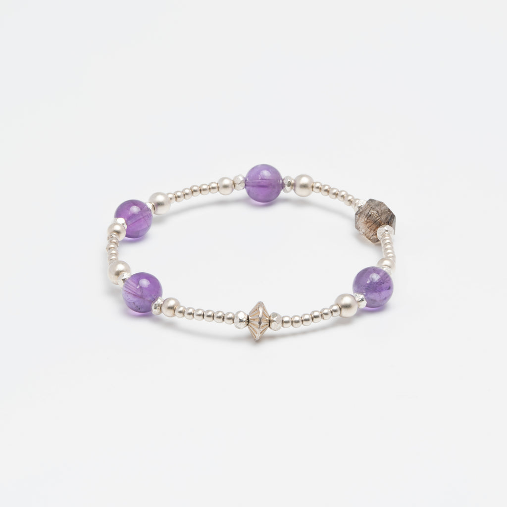 The Sovereign's Power - Silver Armor & Phantom Quartz Bracelet