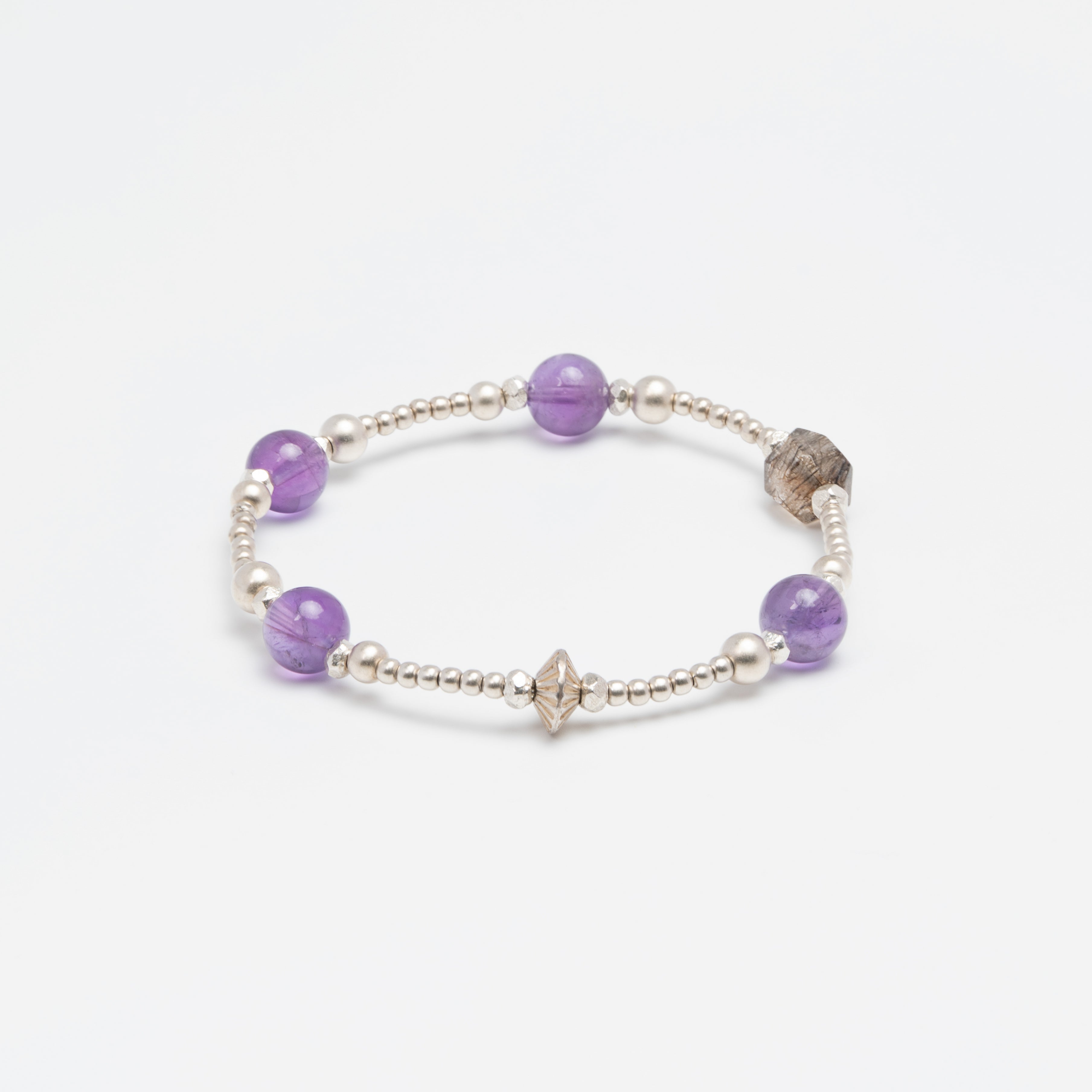 The Sovereign's Power - Silver Armor & Phantom Quartz Bracelet