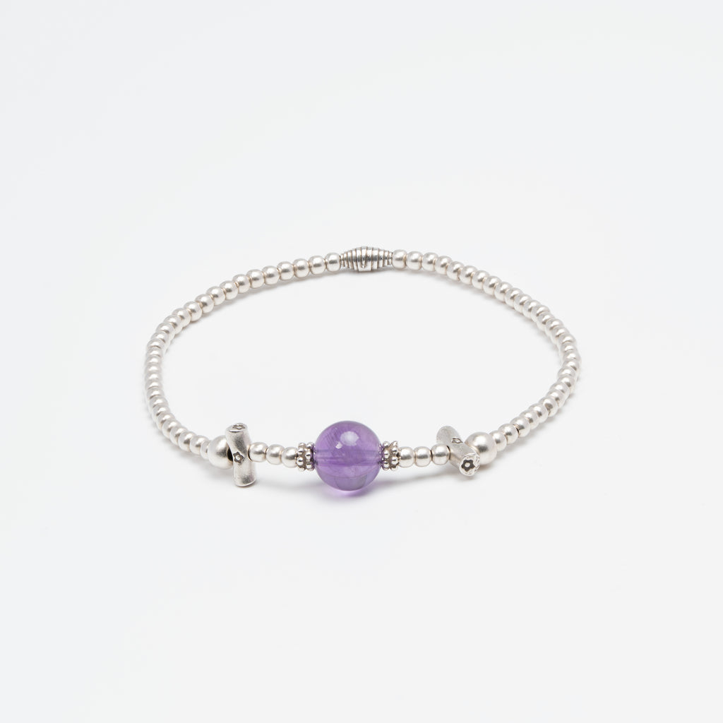 The Aligned Mind - Amethyst & Structured Silver Bracelet