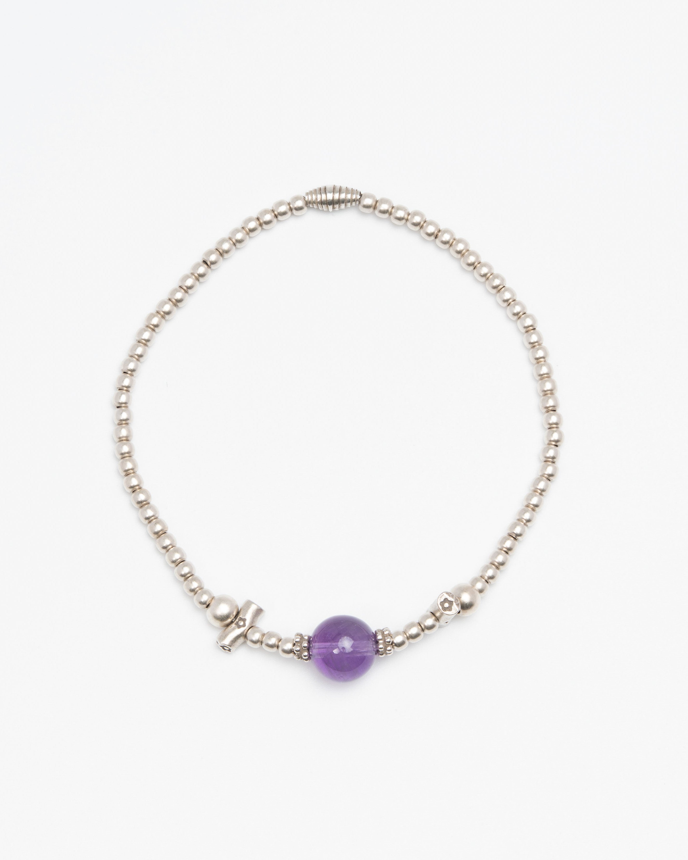 The Aligned Mind - Amethyst & Structured Silver Bracelet