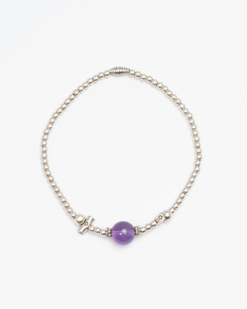 The Aligned Mind - Amethyst & Structured Silver Bracelet