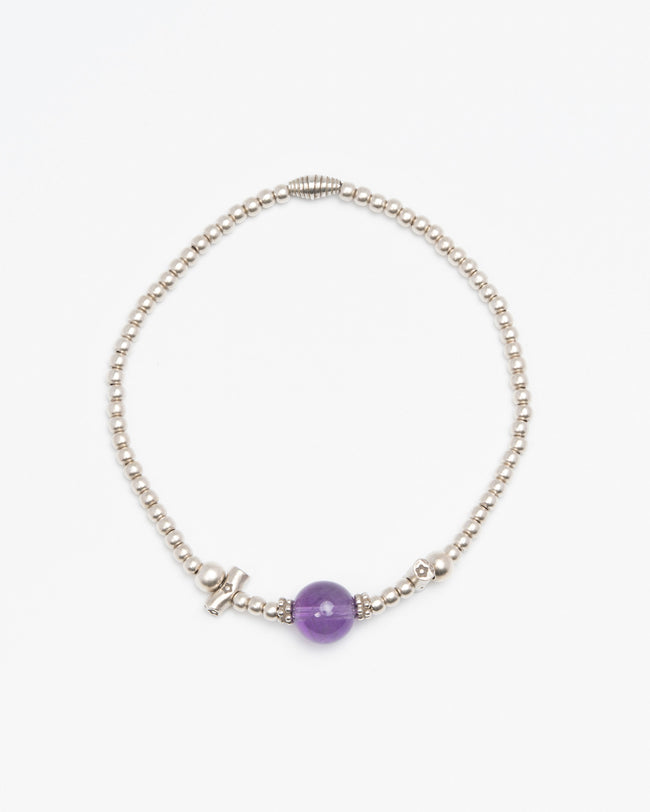 The Aligned Mind - Amethyst & Structured Silver Bracelet Hover Image