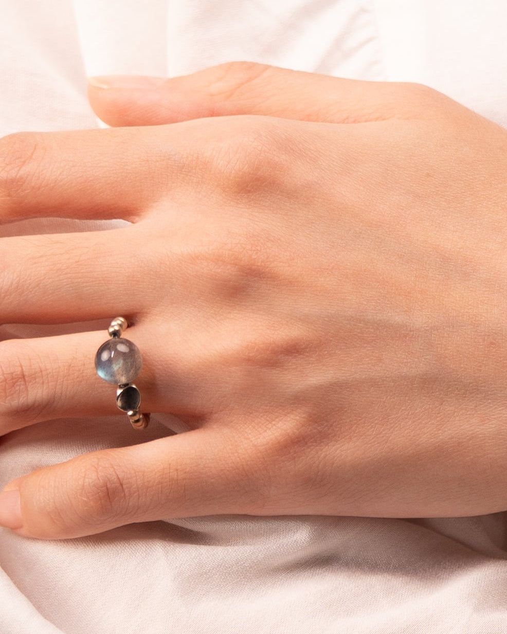 The Oracle's Shadow - Grey Moonstone & Silver Intuition Ring