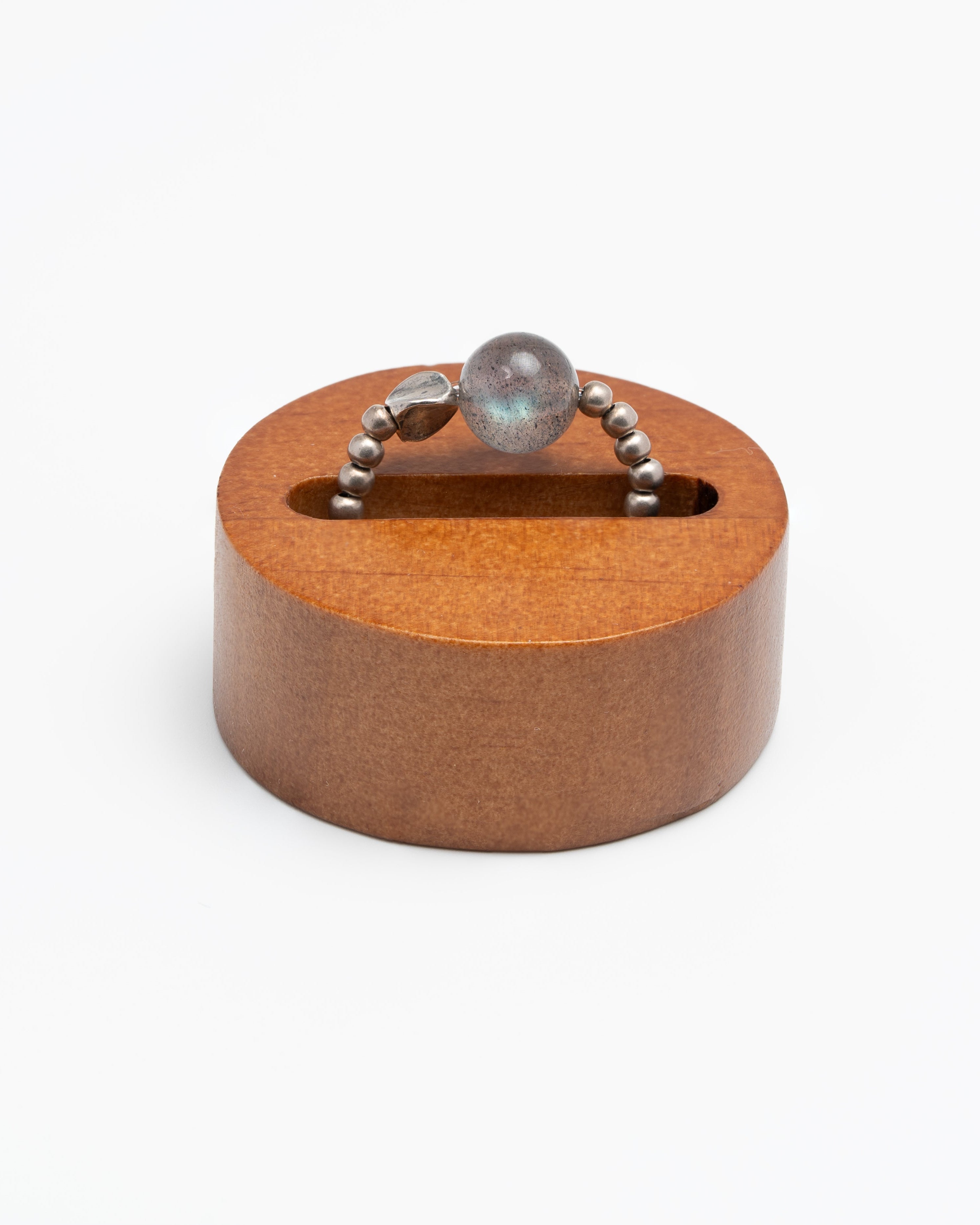 The Oracle's Shadow - Grey Moonstone & Silver Knot Ring