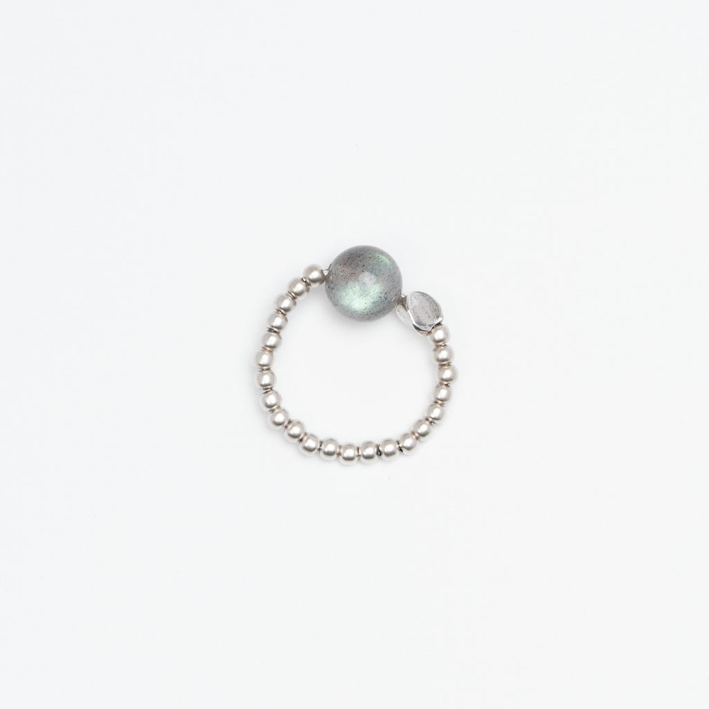 The Oracle's Shadow - Grey Moonstone & Silver Knot Ring