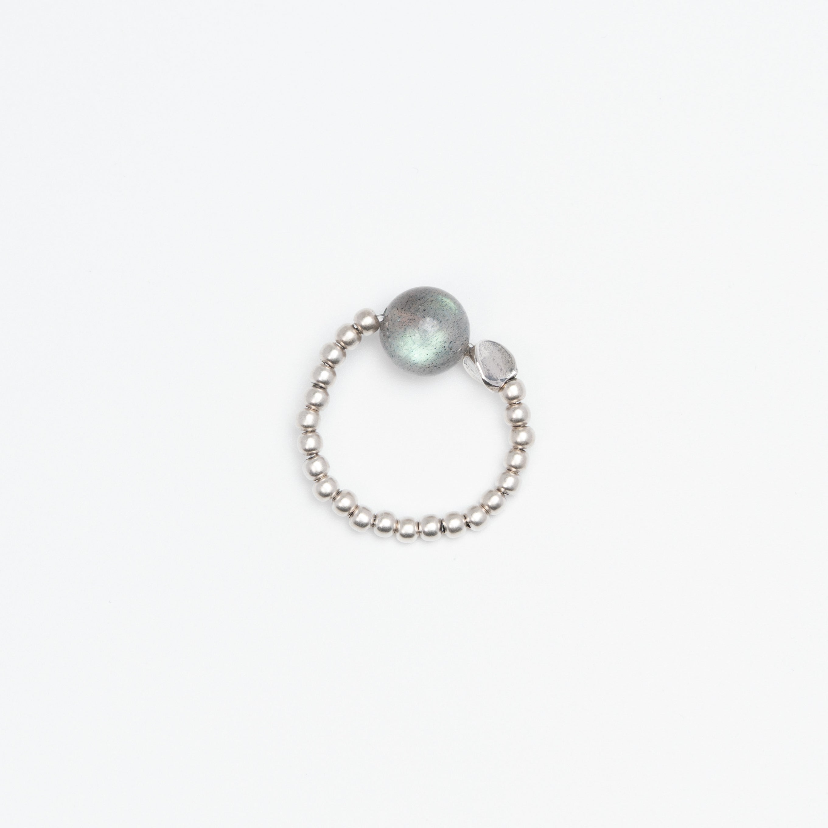 The Oracle's Shadow - Grey Moonstone & Silver Knot Ring