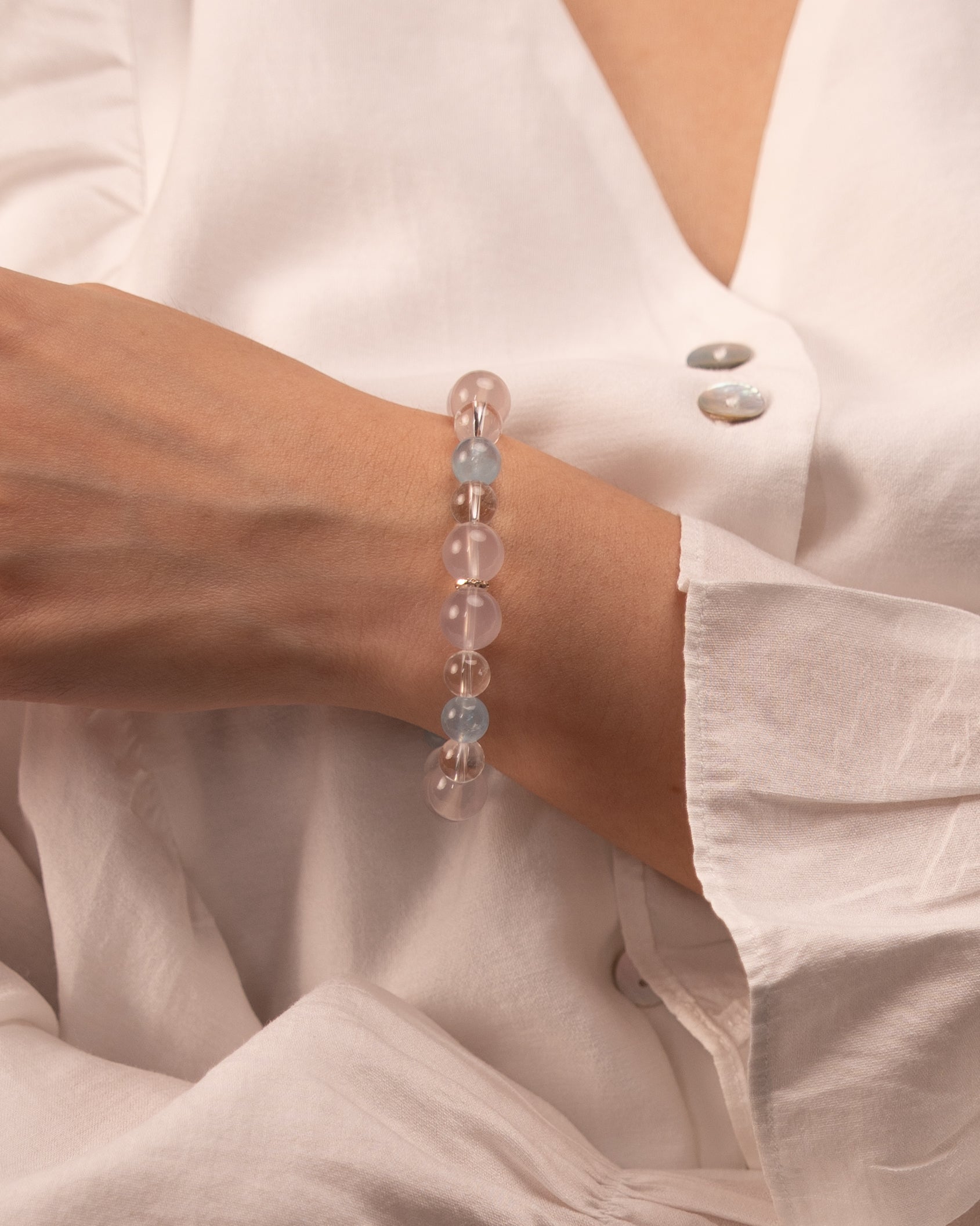 Whispers of the Sky - Blue Chalcedony & Aquamarine Serenity Bracelet