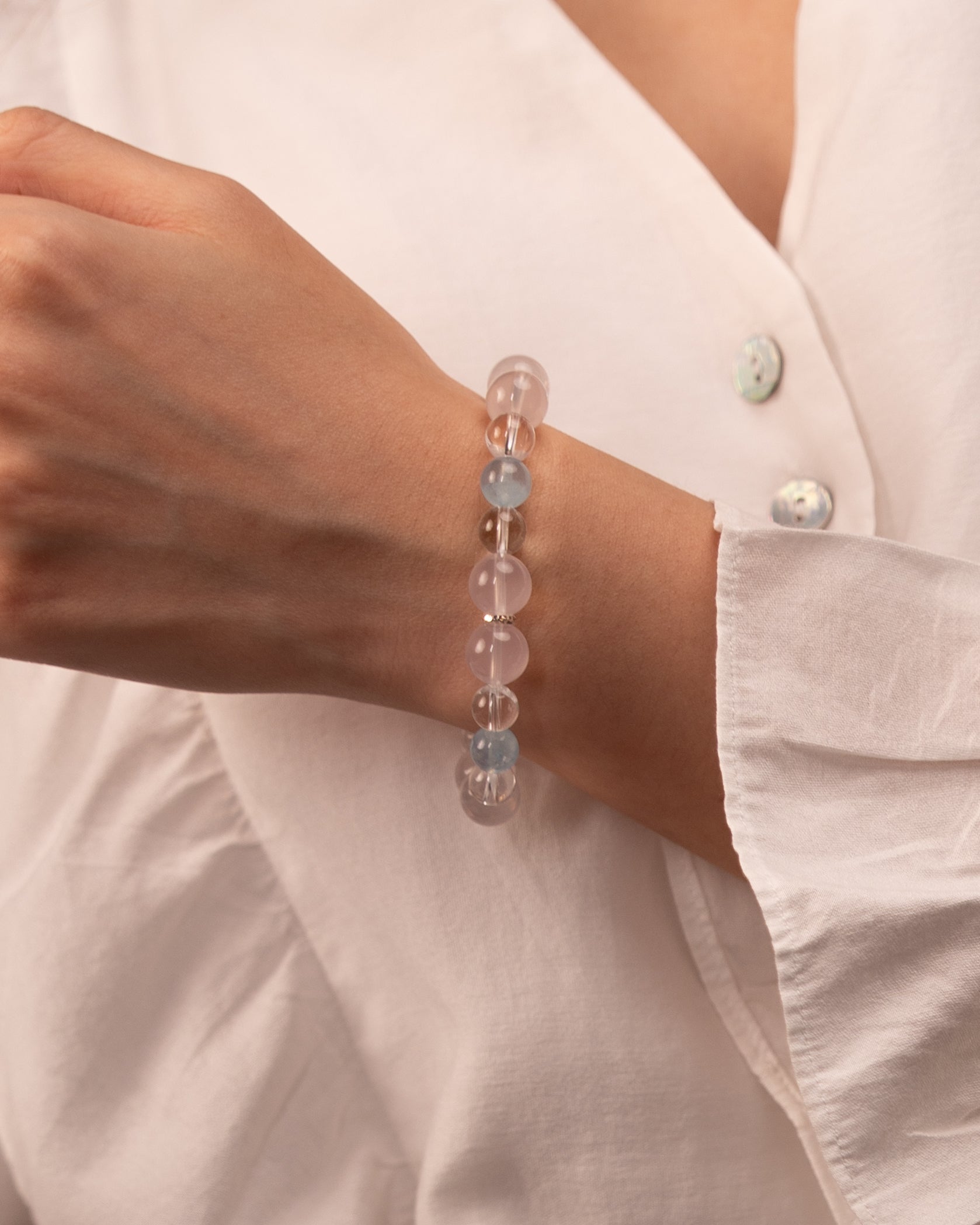 Whispers of the Sky - Blue Chalcedony & Aquamarine Serenity Bracelet