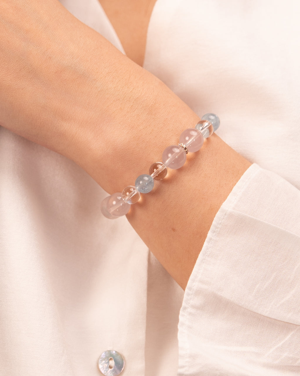 Whispers of the Sky - Star Rose Quartz & Aquamarine Harmony Bracelet