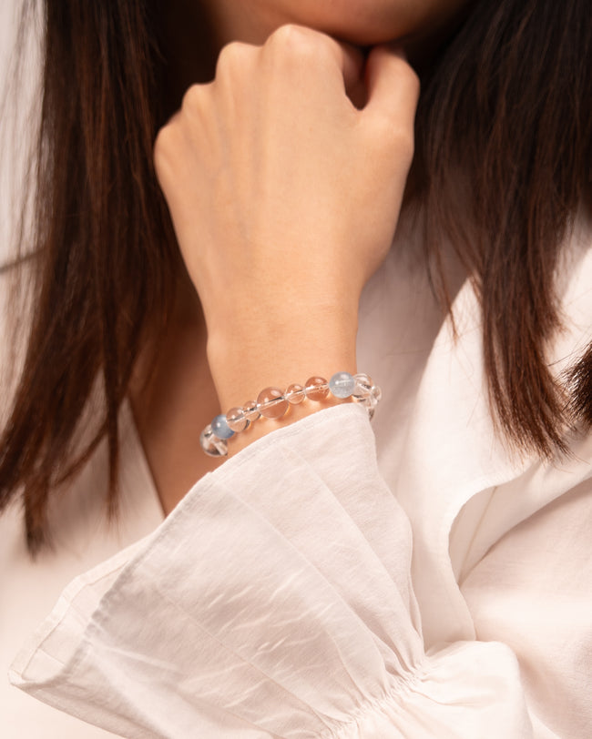 Whispers of the Sky - Star Rose Quartz & Aquamarine Harmony Bracelet Main Image