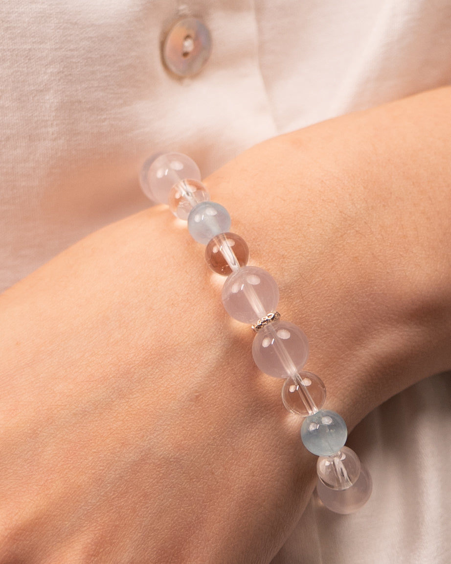 Whispers of the Sky - Star Rose Quartz & Aquamarine Harmony Bracelet