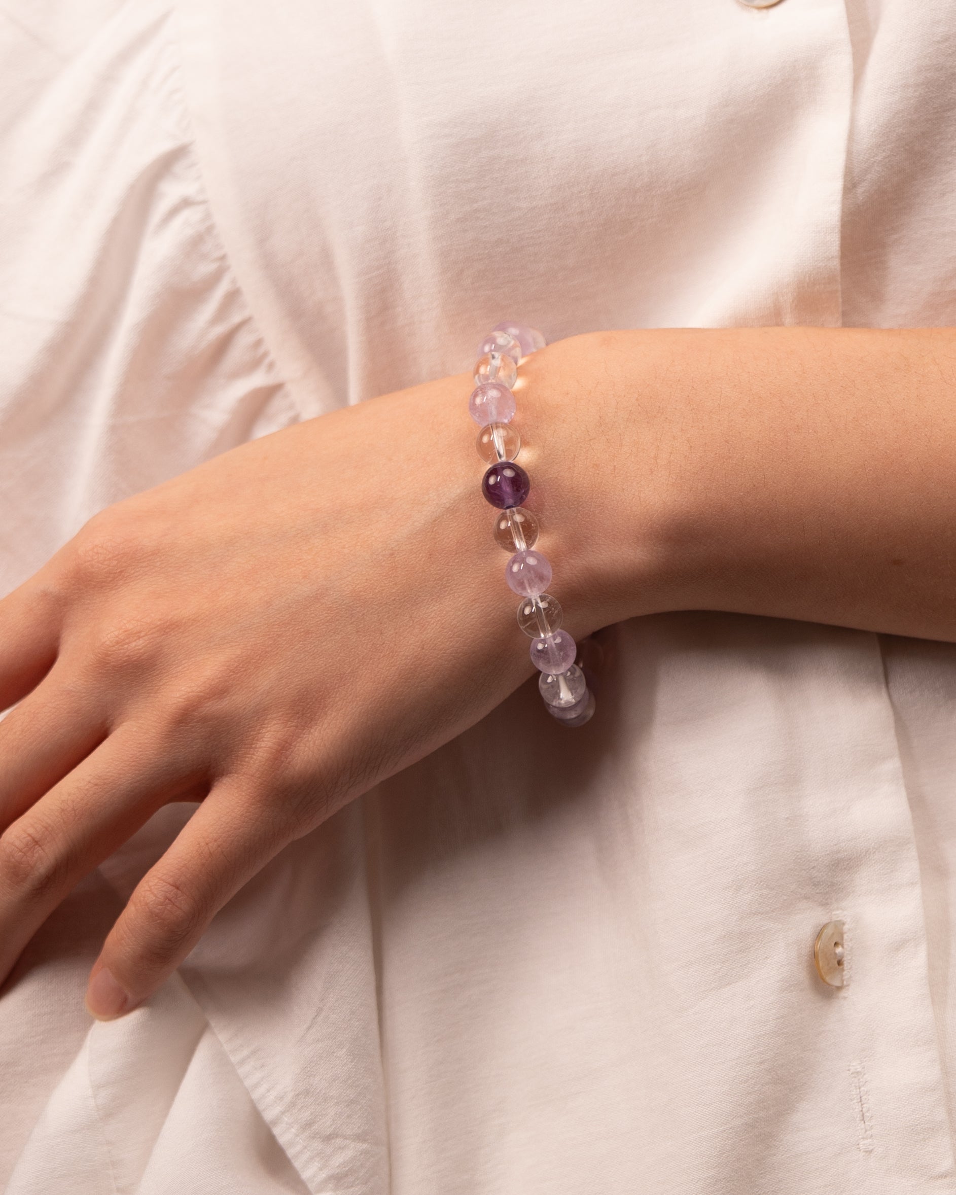 Pyramid of Clarity - Amethyst & Clear Quartz Alignment Bracelet