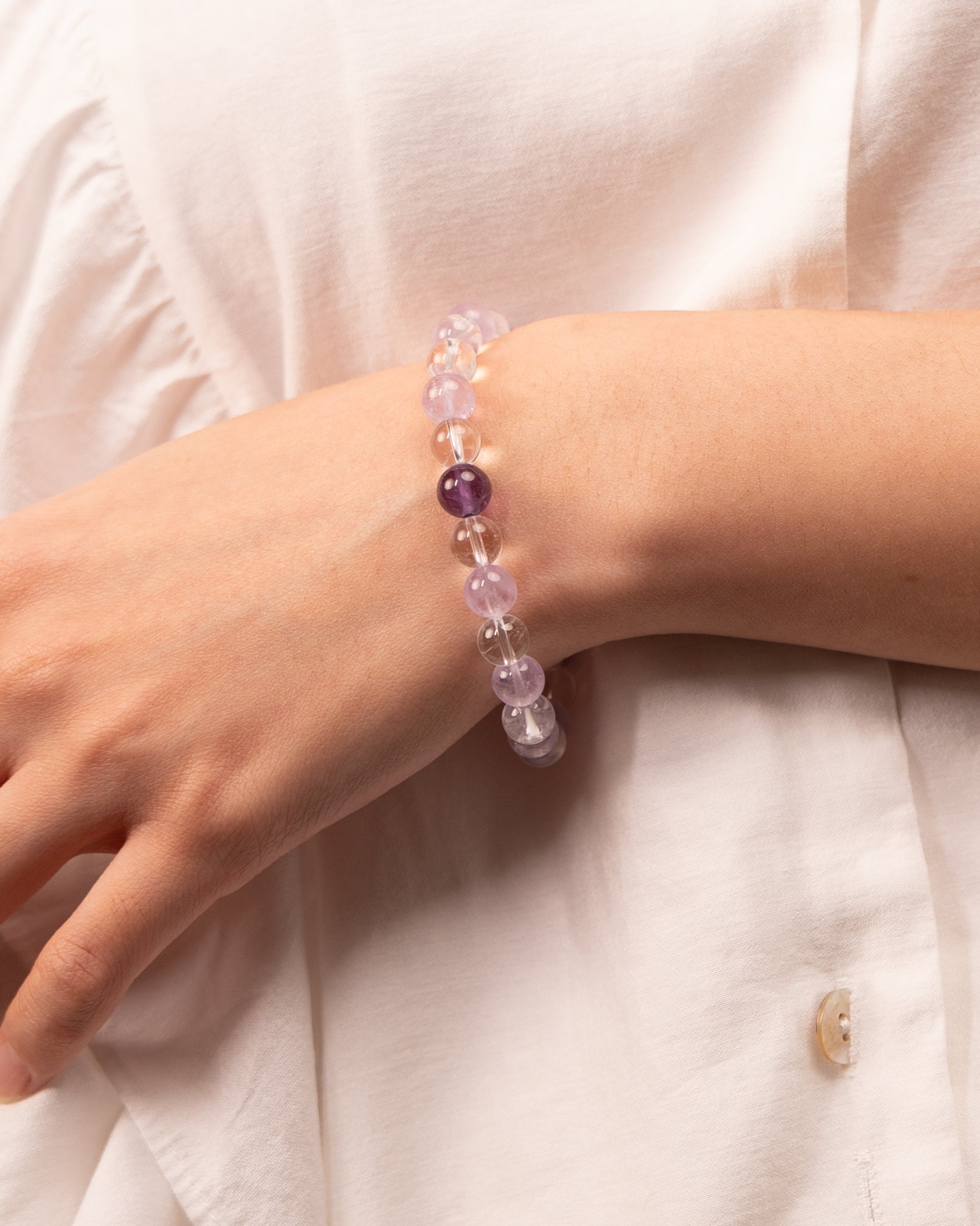 Pyramid of Clarity - Amethyst & Clear Quartz Alignment Bracelet