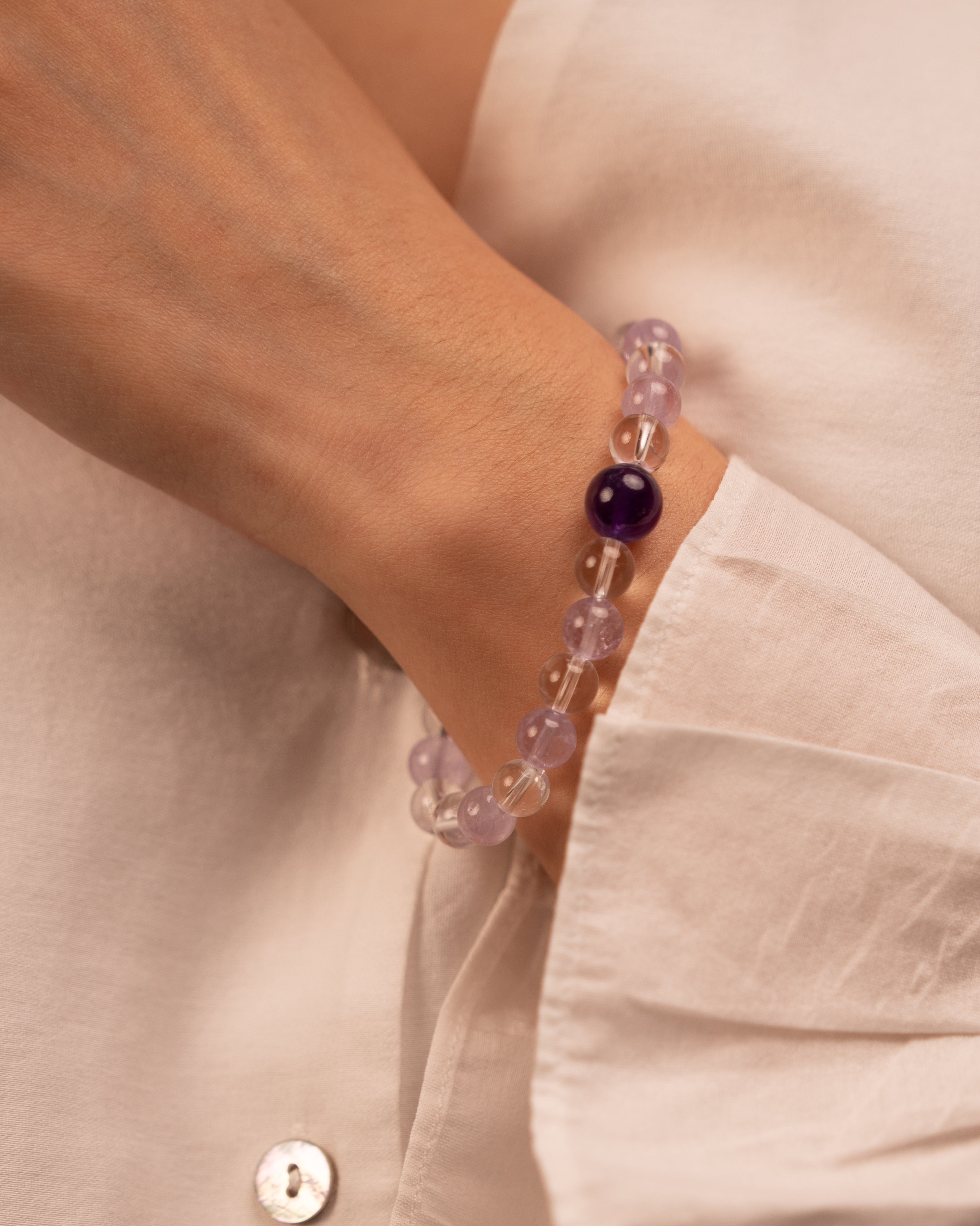 Pyramid of Clarity - Amethyst & Clear Quartz Alignment Bracelet