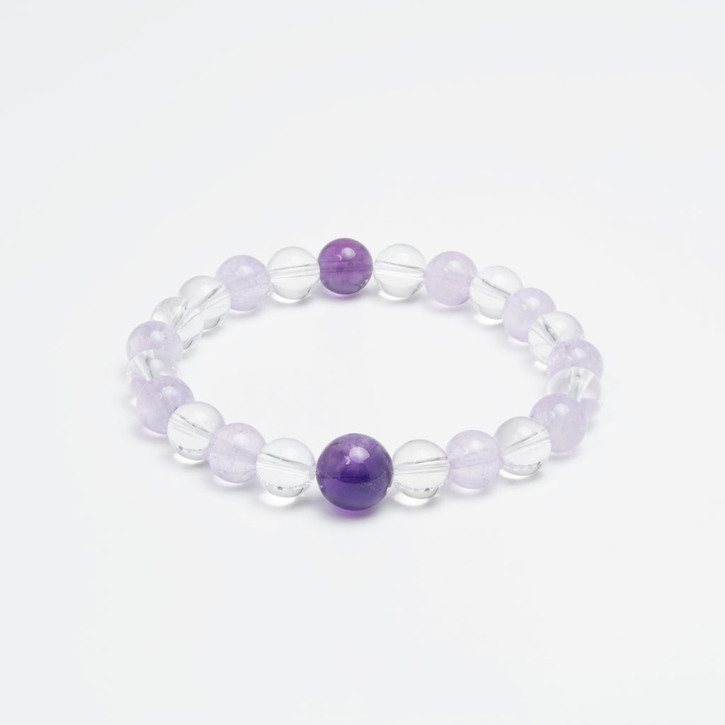 The Pyramid of Clarity - Amethyst & Clear Quartz Focus Bracelet