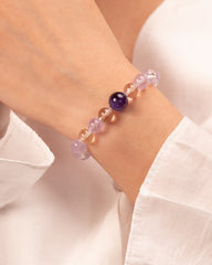 Pyramid of Clarity - Amethyst & Clear Quartz Alignment Bracelet