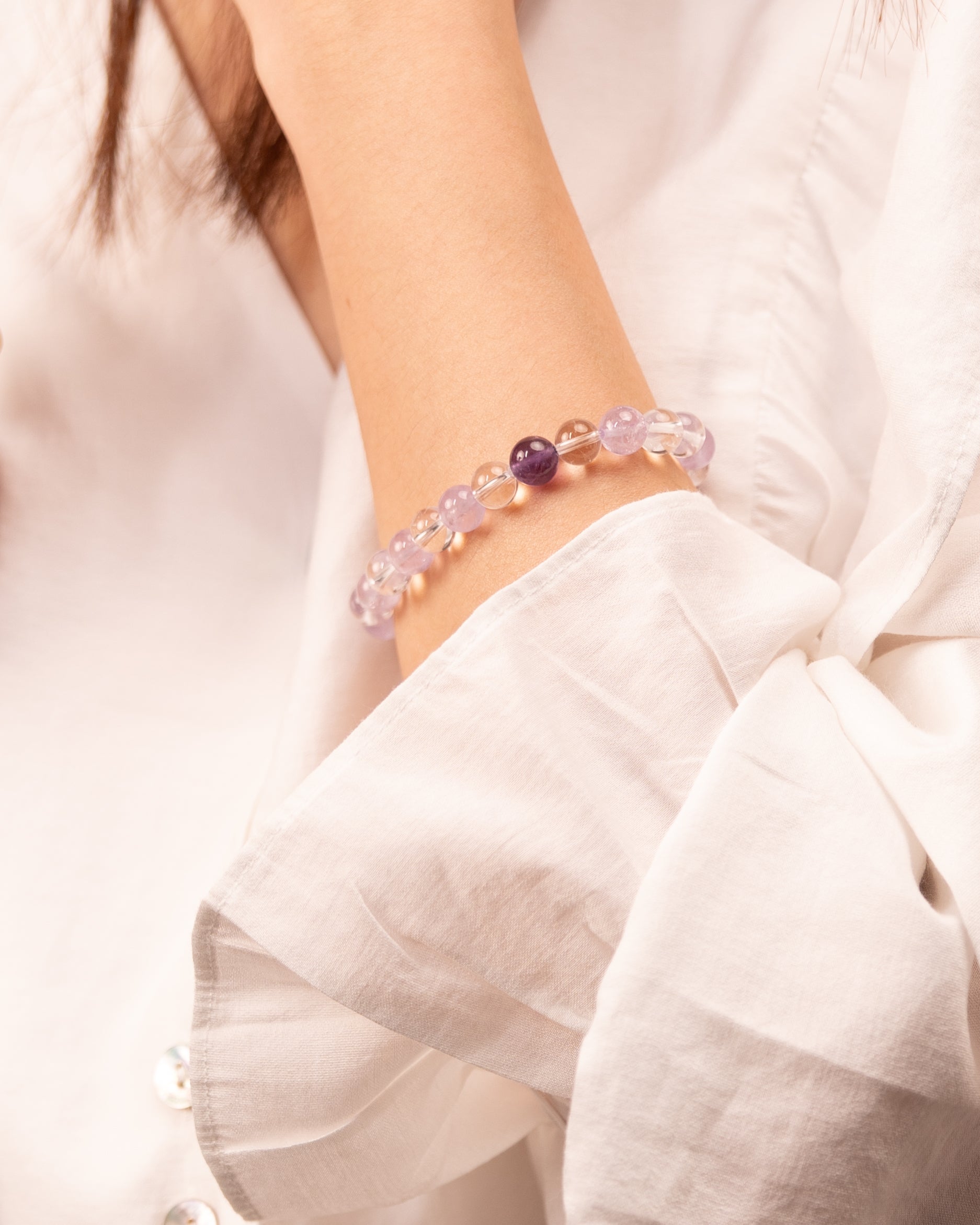 Pyramid of Clarity - Amethyst & Clear Quartz Alignment Bracelet