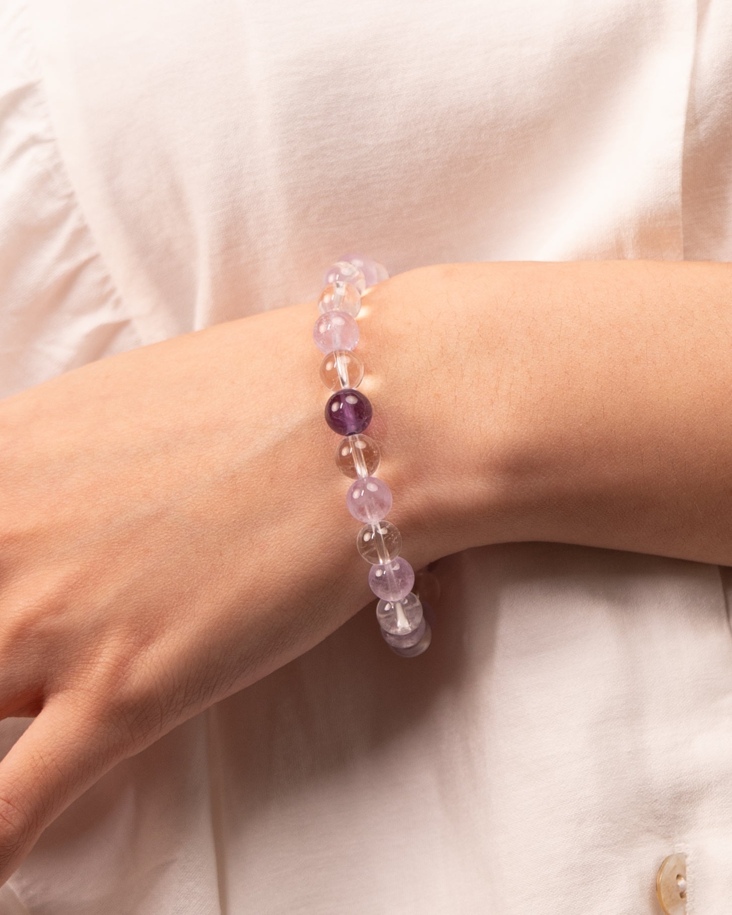 Pyramid of Clarity - Amethyst & Clear Quartz Alignment Bracelet
