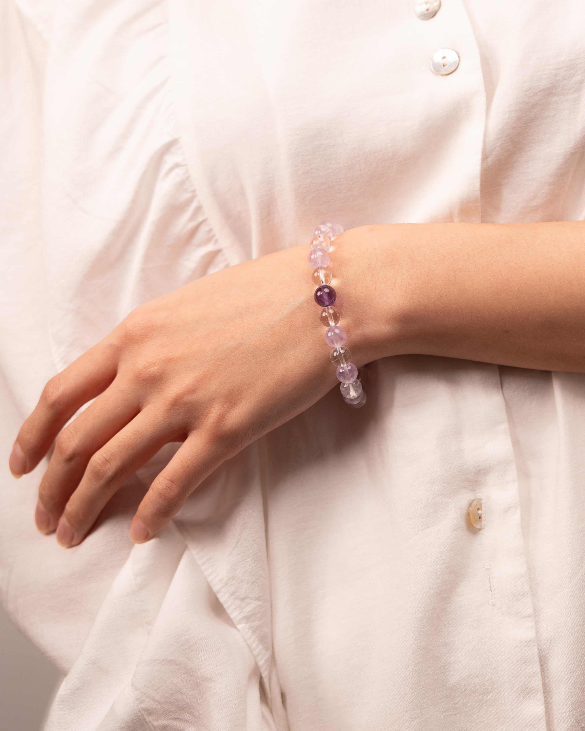 Pyramid of Clarity - Amethyst & Clear Quartz Alignment Bracelet