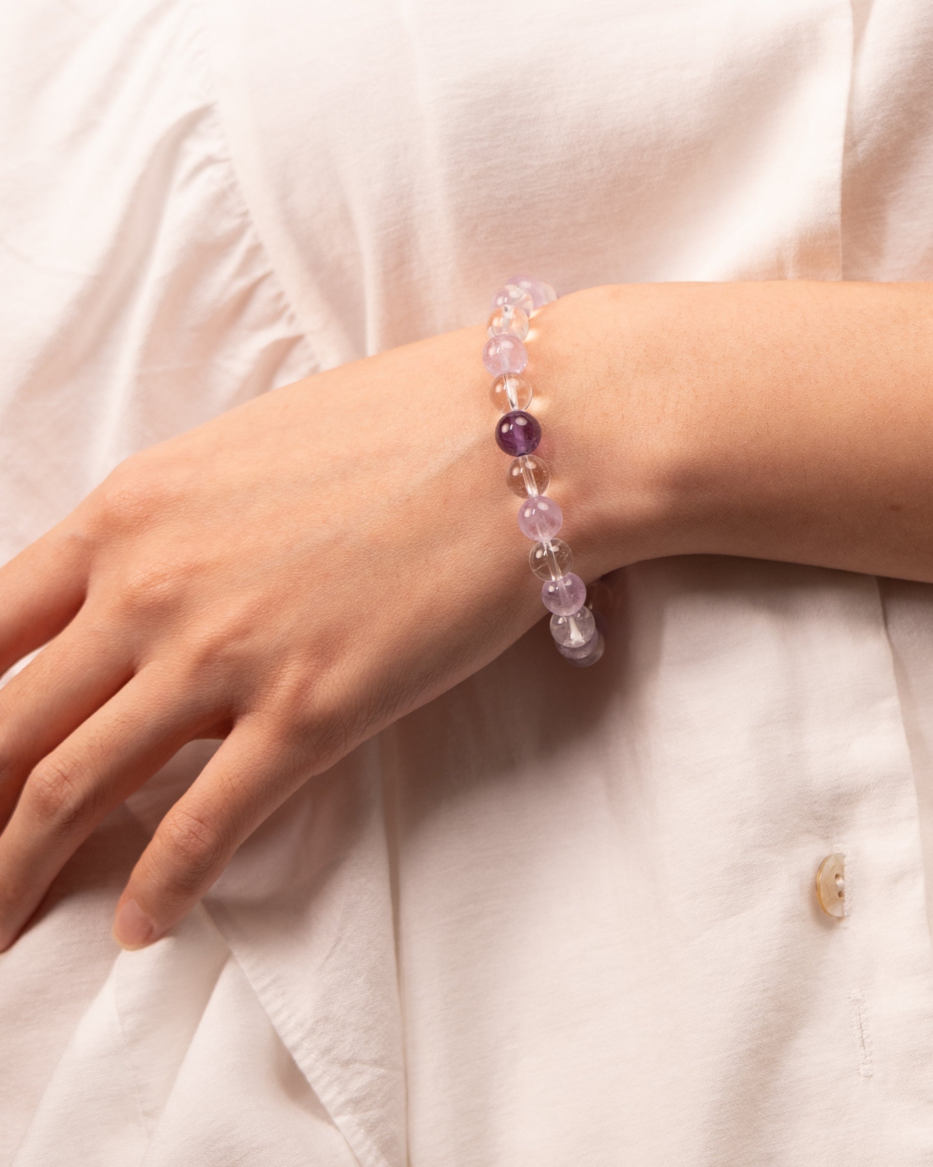 Pyramid of Clarity - Amethyst & Clear Quartz Alignment Bracelet